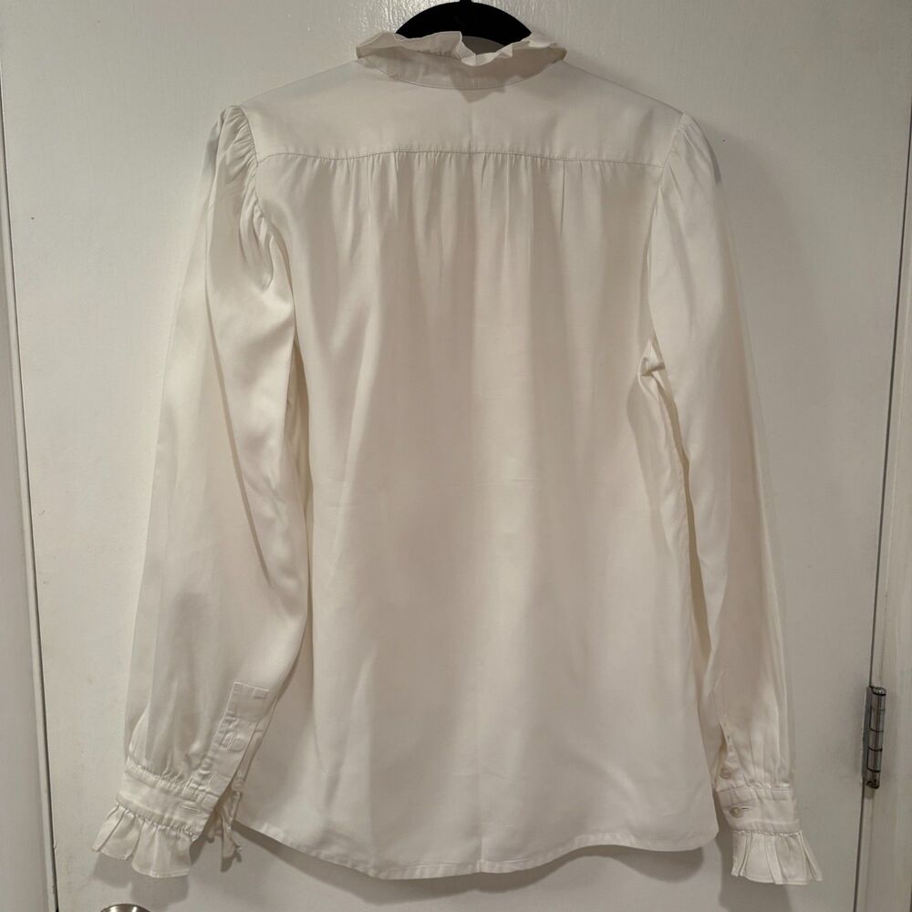 Stella McCartney Silky Cotton Mother of Pearl Ruffled Bouse Shirt Cream 40 US 8 - Picture 3 of 12